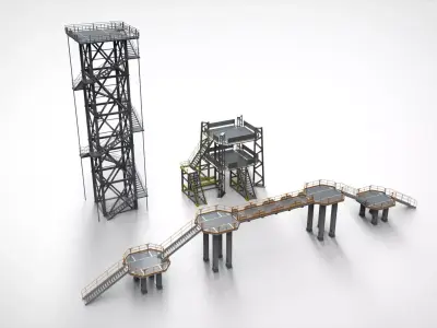 sci-fi stairs 2 3D model