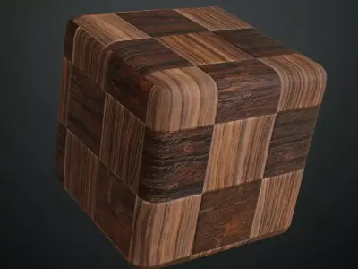 Polished Checkerboard Wood Parquet PBR Seamless Texture