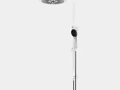 Shower set black for wall installatio 3D model