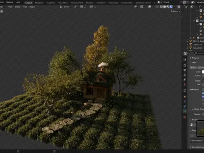 Tiny house in the wood Free 3D model