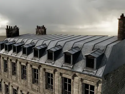 Paris Old Building Middle Low-poly 3D model
