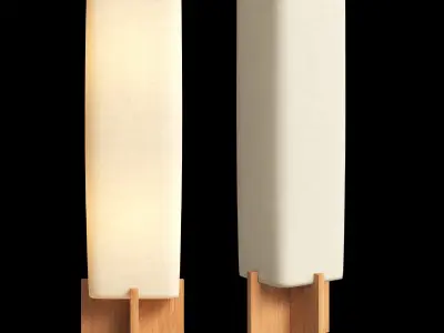 Toro Wood Floor Lamp with Woven Shade 3D model