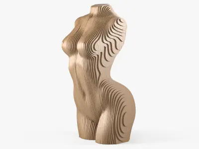 Parametric Sculpture Woman Body Light Wood 3D model