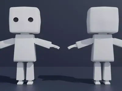 Simple Clean Low-Poly Robot Cute Character Low-poly 3D model