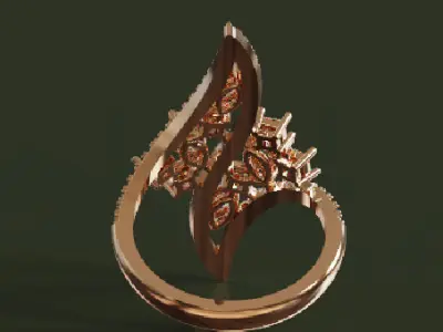 Diamond Ring 18K Fine Jewelry Light Weight 3D print model