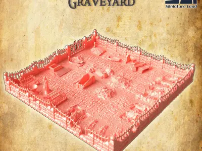 Desecrated Graveyard Tabletop Terrain 28 MM 3D print model