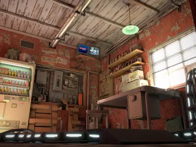 Post Apocalyptic Office  Low-poly 3D model