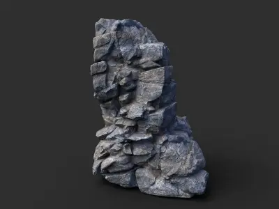 Low poly Gray Cliff Modular Rock 210417 Low-poly 3D model