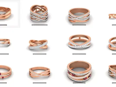 13 Cross Wire Mesh High Jewelry Diamond Ring 3dm renders details 3D Model Pack