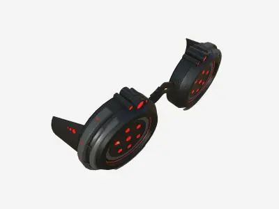 SciFi Glasses G03 Black Red - Character Design Fashion Low-poly 3D model