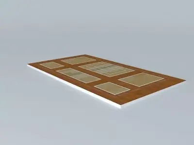 Door wooden floor with four windows 3D model