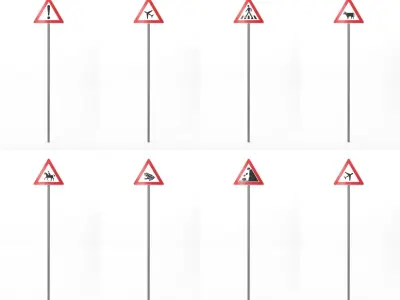 268 German Traffic Road Signs Pack DE Low-poly 3D model Low-poly 3D model