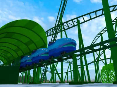 Roller Coaster Drop Tower Rides Low-poly 3D model