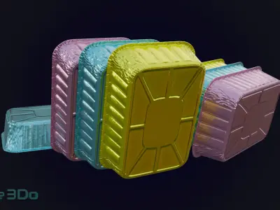 Colored Aluminum foil trays Low-poly 3D model