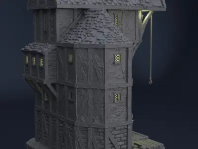 Medieval Seaside Warehouse Tabletop Terrain 28 MM 3D print model