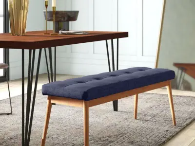 Blaisdell 100 Linen Upholstered Bench - 4 colour 3D model