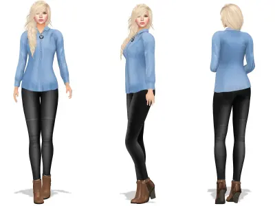 Ladies Over Pants Classic Shirt Low-poly 3D model