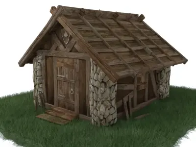 Medieval House Low-poly 3D model 29
