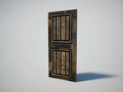 Wooden Medieval Door Low-poly 3D model