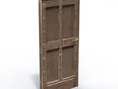 Wood Door Free low-poly 3D model