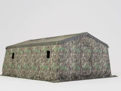 Army tent 3 color options Low-poly 3D model