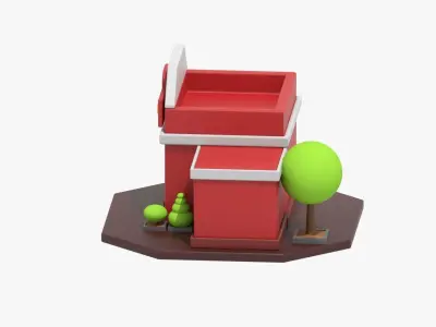 Fire Station 3D Illustration 3D model