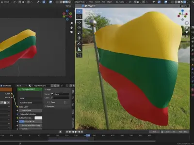 Animated Lithuania Flags 3D model