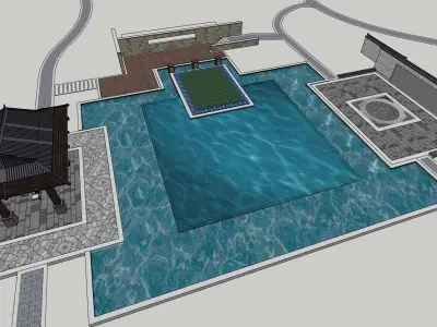 Landscape feature elements for park 3D model