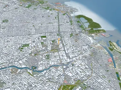 Buenos Aires City 40km Low-poly 3D model