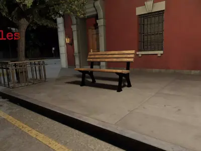Bench Low-poly 3D model 8