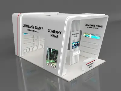 Booth Exhibition Stand Stall 6x9m Height 500 cm 3 Side Open 3D model purchase