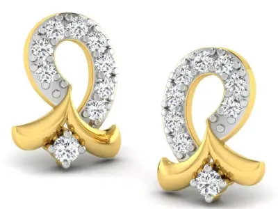 Rose Gold Diamond Women Earring 3D print Model 3D print model 18