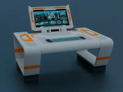 Sci-Fi Workspace - PBR - Game ready Low-poly 3D model