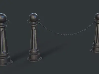 Street Bollard 06 PBR Game Ready Low-poly 3D model