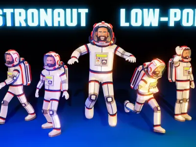 Stylized low-poly astronaut in a spacesuit Low-poly 3D model