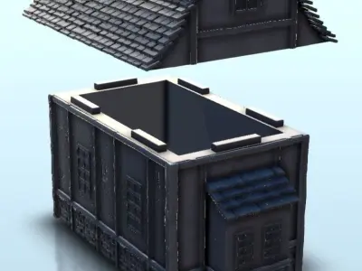 Medieval house with curved roof and dormer windows 5 3D print model