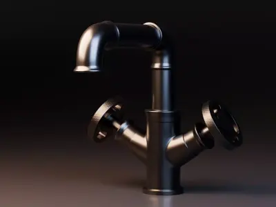Industrial Faucet Valve Low-poly 3D model