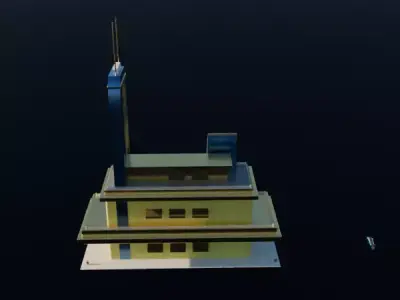 Procedural Simple Scifi building made in Blender  Low-poly 3D model