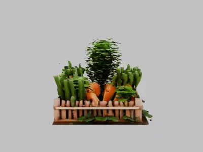 carrot garden Low-poly 3D model