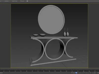 3D CONSOLE MODEL 3D model modern table with round mirror 3D model