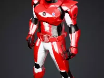 Advanced Sci-Fi Armor Hero Glossy Red White 3D Character 3D print model