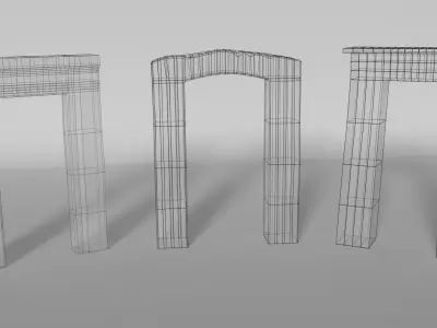 Ancient Gates Set Low-poly 3D model