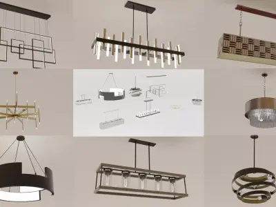 Chandelier Collection pendant light with spiral design 3D model