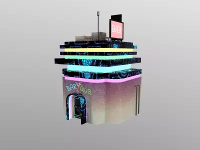 Cyberpunk City - Building 22 - Bar Club Low-poly 3D model