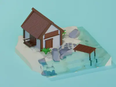Small Beach Hut 3D model