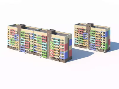 Colorful Residential Apartment Blocks 3D model