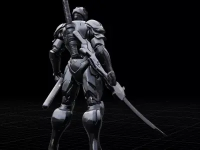 Onyx Vanguard  Futuristic Cyber Samurai Warrior Low-poly 3D model