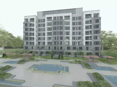 Apartment Building with Frontyard and Patio 3D model