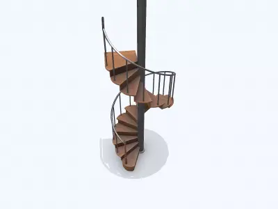 Vintage Spiral Staircase low-poly PBR Low-poly 3D model