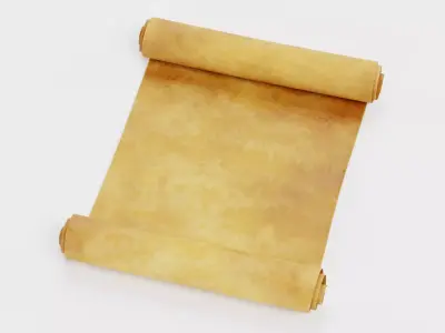Scroll V3 - Aged Parchment Sheet Low-poly 3D model